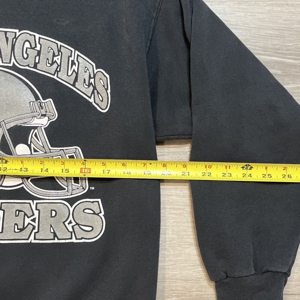 Vintage 80s Trench Los Angeles LA Raiders Crew Neck Sweater NFL Black Size Large - Picture 3 of 5